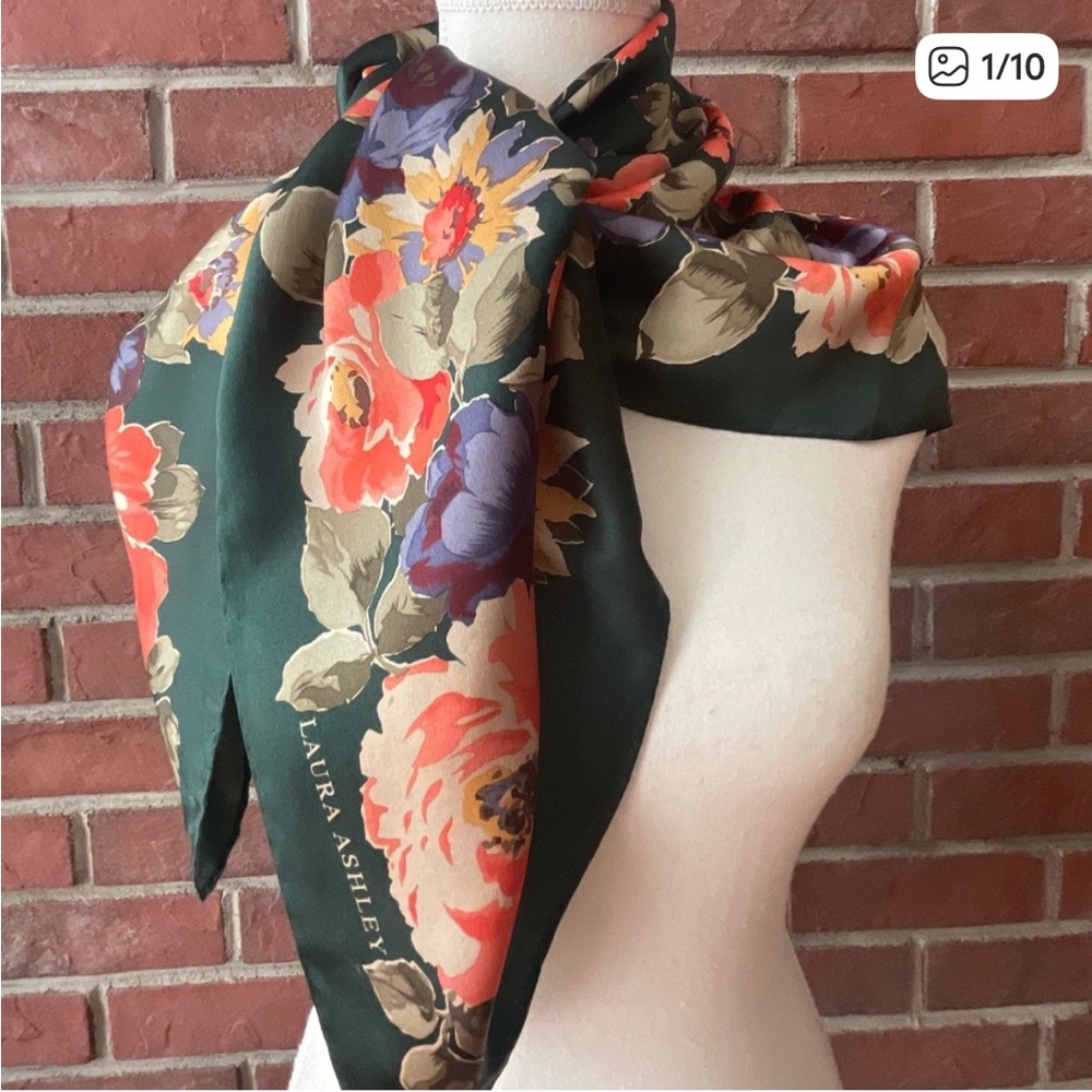 Laura Ashley Dark Green Floral Scarf